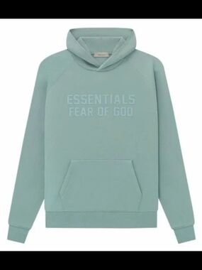 FEAR OF GOD ESSENTIALS HOODIE SZ SMALL - SYCAMORE